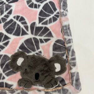Lambs & Ivy Pink /Gray Calypso Koala Leaf Print Luxury Fleece Blanket